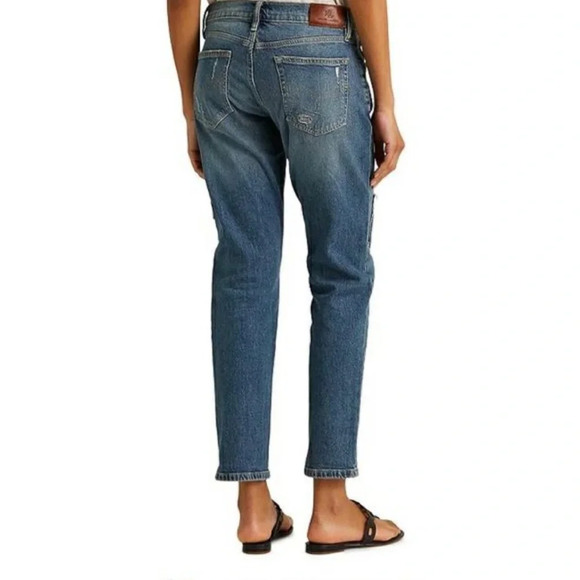 NWT Ralph Lauren Patchwork Stretch Relaxed Taper Denim Jeans Size 6 - Picture 5 of 12